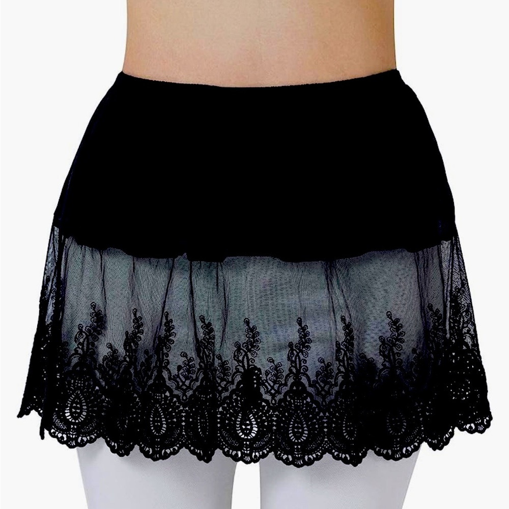 New Black Sexy Lacy Shirt /Sweatshirt Extender/Tunic Mini Slip XL